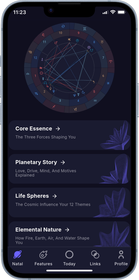 Leymora natal chart on iPhone
